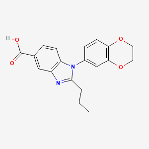 molecular formula C19H18N2O4 B1424358 1-(2,3-dihydrobenzo[b][1,4]dioxin-6-yl)-2-propyl-1H-benzo[d]imidazole-5-carboxylic acid CAS No. 942289-81-8
