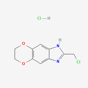 molecular formula C10H10Cl2N2O2 B1424363 2-(Chloromethyl)-6,7-dihydro-1H-[1,4]dioxino[2,3-f]benzimidazole hydrochloride CAS No. 1211430-27-1