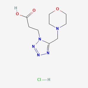 molecular formula C9H16ClN5O3 B1424380 3-[5-(morpholin-4-ylmethyl)-1H-tetrazol-1-yl]propanoic acid hydrochloride CAS No. 1211430-45-3