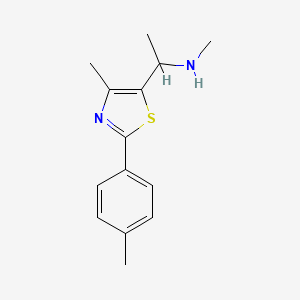 molecular formula C14H18N2S B1424410 Methyl({1-[4-methyl-2-(4-methylphenyl)-1,3-thiazol-5-yl]ethyl})amine CAS No. 1291467-53-2