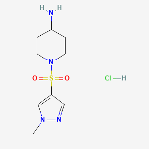 molecular formula C9H17ClN4O2S B1424411 1-[(1-methyl-1H-pyrazol-4-yl)sulfonyl]piperidin-4-amine hydrochloride CAS No. 1333799-16-8