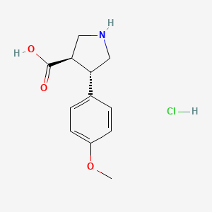 molecular formula C12H16ClNO3 B1424413 Trans-4-(4-methoxyphenyl)pyrrolidine-3-carboxylic acid-HCl CAS No. 1049978-93-9