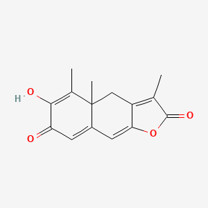 molecular formula C15H14O4 B14244216 Naphtho[2,3-b]furan-2,7-dione, 4,4a-dihydro-6-hydroxy-3,4a,5-trimethyl- CAS No. 189382-33-0