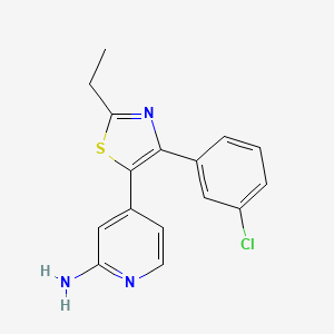 molecular formula C16H14ClN3S B14244297 4-[2-Ethyl-4-(3-chlorophenyl)-1,3-thiazol-5-YL]-2-pyridylamine CAS No. 365428-82-6