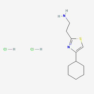 molecular formula C11H20Cl2N2S B1424444 2-(4-Cyclohexyl-1,3-thiazol-2-yl)ethan-1-amine dihydrochloride CAS No. 1281034-55-6