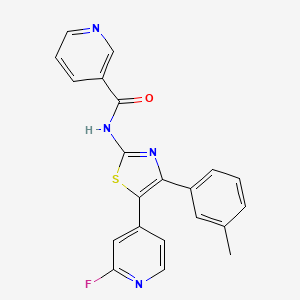 molecular formula C21H15FN4OS B14244512 N-[5-(2-Fluoro-4-pyridyl)-4-(3-methylphenyl)-1,3-thiazol-2-YL]nicotinamide CAS No. 365429-65-8