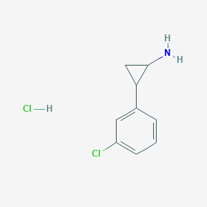 molecular formula C9H11Cl2N B1424463 2-(3-Chlorophenyl)cyclopropan-1-amine hydrochloride CAS No. 90942-38-4