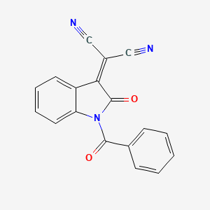 molecular formula C18H9N3O2 B14244660 (1-Benzoyl-2-oxo-1,2-dihydro-3H-indol-3-ylidene)propanedinitrile CAS No. 185537-35-3