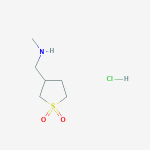 molecular formula C6H14ClNO2S B1424469 3-[(Methylamino)methyl]-1lambda6-thiolane-1,1-dione hydrochloride CAS No. 3193-52-0