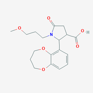 molecular formula C18H23NO6 B1424477 2-(3,4-dihydro-2H-1,5-benzodioxepin-6-yl)-1-(3-methoxypropyl)-5-oxopyrrolidine-3-carboxylic acid CAS No. 1311885-02-5