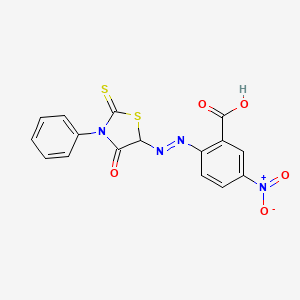 5-Nitro-2-[(E)-(4-oxo-3-phenyl-2-sulfanylidene-1,3-thiazolidin-5-yl)diazenyl]benzoic acid