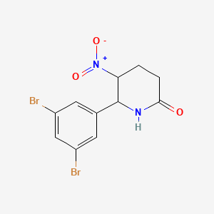 molecular formula C11H10Br2N2O3 B14245040 6-(3,5-Dibromophenyl)-5-nitropiperidin-2-one CAS No. 389091-61-6