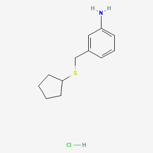 molecular formula C12H18ClNS B1424508 3-[(Cyclopentylsulfanyl)methyl]aniline hydrochloride CAS No. 1333832-61-3