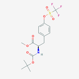 molecular formula C16H20F3NO7S B1424513 (R)-methyl 2-((tert-butoxycarbonyl)amino)-3-(4-(((trifluoromethyl)sulfonyl)oxy)phenyl)propanoate CAS No. 149709-56-8
