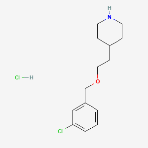 molecular formula C14H21Cl2NO B1424521 4-{2-[(3-Chlorobenzyl)oxy]ethyl}piperidine hydrochloride CAS No. 1220031-58-2