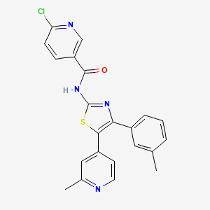 6-chloro-N-[4-(3-methylphenyl)-5-(2-methylpyridin-4-yl)-1,3-thiazol-2-yl]pyridine-3-carboxamide