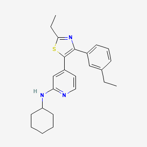 molecular formula C24H29N3S B14245313 N-Cyclohexyl-4-[2-ethyl-4-(3-ethylphenyl)-1,3-thiazol-5-yl]pyridin-2-amine CAS No. 365430-82-6