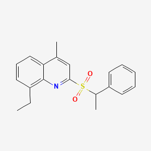 molecular formula C20H21NO2S B14245341 Quinoline, 8-ethyl-4-methyl-2-[(1-phenylethyl)sulfonyl]- CAS No. 521945-32-4