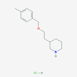 molecular formula C15H24ClNO B1424535 3-{2-[(4-Methylbenzyl)oxy]ethyl}piperidine hydrochloride CAS No. 1220018-14-3