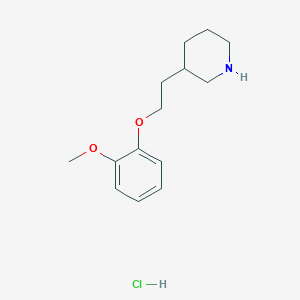 molecular formula C14H22ClNO2 B1424537 2-Methoxyphenyl 2-(3-piperidinyl)ethyl ether hydrochloride CAS No. 1220037-03-5