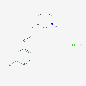 molecular formula C14H22ClNO2 B1424538 3-Methoxyphenyl 2-(3-piperidinyl)ethyl ether hydrochloride CAS No. 1220031-83-3