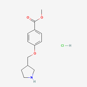 molecular formula C13H18ClNO3 B1424541 Methyl 4-(3-pyrrolidinylmethoxy)benzoate hydrochloride CAS No. 1220032-13-2