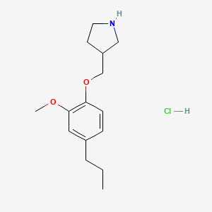 molecular formula C15H24ClNO2 B1424562 3-[(2-Methoxy-4-propylphenoxy)methyl]pyrrolidine hydrochloride CAS No. 1219964-37-0