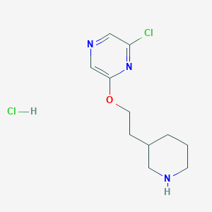 molecular formula C11H17Cl2N3O B1424573 2-Chloro-6-(2-(piperidin-3-yl)ethoxy)pyrazine hydrochloride CAS No. 1220032-51-8
