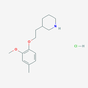 molecular formula C15H24ClNO2 B1424582 3-[2-(2-Methoxy-4-methylphenoxy)ethyl]piperidine hydrochloride CAS No. 1219963-93-5