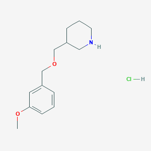 molecular formula C14H22ClNO2 B1424585 3-{[(3-Methoxybenzyl)oxy]methyl}piperidine hydrochloride CAS No. 1220036-65-6