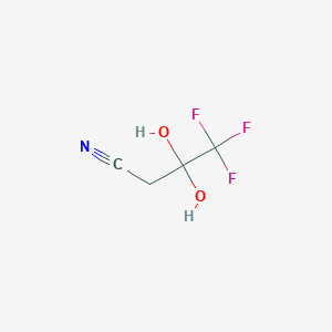 molecular formula C4H4F3NO2 B14245889 4,4,4-Trifluoro-3,3-dihydroxybutanenitrile CAS No. 182924-35-2