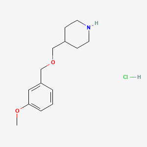 molecular formula C14H22ClNO2 B1424598 4-{[(3-Methoxybenzyl)oxy]methyl}piperidine hydrochloride CAS No. 1219982-94-1