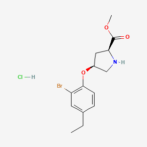 molecular formula C14H19BrClNO3 B1424602 Methyl (2S,4S)-4-(2-bromo-4-ethylphenoxy)-2-pyrrolidinecarboxylate hydrochloride CAS No. 1354488-14-4