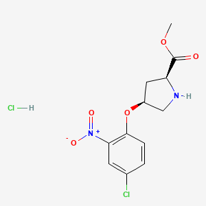 molecular formula C12H14Cl2N2O5 B1424605 Methyl (2S,4S)-4-(4-chloro-2-nitrophenoxy)-2-pyrrolidinecarboxylate hydrochloride CAS No. 1354487-42-5