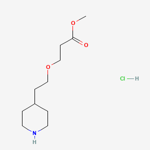 molecular formula C11H22ClNO3 B1424608 Methyl 3-[2-(4-piperidinyl)ethoxy]propanoate hydrochloride CAS No. 1220032-60-9