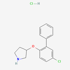 molecular formula C16H17Cl2NO B1424624 5-Chloro[1,1'-biphenyl]-2-yl 3-pyrrolidinyl ether hydrochloride CAS No. 1220032-94-9
