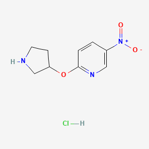 molecular formula C9H12ClN3O3 B1424629 5-Nitro-2-pyridinyl 3-pyrrolidinyl ether hydrochloride CAS No. 1220020-58-5