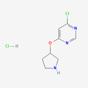 molecular formula C8H11Cl2N3O B1424647 4-Chloro-6-(3-pyrrolidinyloxy)pyrimidine hydrochloride CAS No. 1220020-60-9