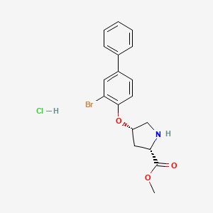 molecular formula C18H19BrClNO3 B1424650 Methyl (2S,4S)-4-[(3-bromo[1,1'-biphenyl]-4-yl)-oxy]-2-pyrrolidinecarboxylate hydrochloride CAS No. 1354488-13-3