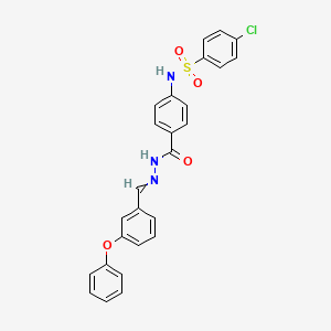 4-[(4-chlorophenyl)sulfonylamino]-N-[(3-phenoxyphenyl)methylideneamino]benzamide