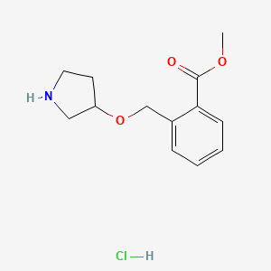 molecular formula C13H18ClNO3 B1424655 Methyl 2-[(3-pyrrolidinyloxy)methyl]benzoate hydrochloride CAS No. 1219977-30-6
