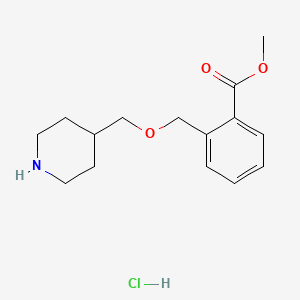 molecular formula C15H22ClNO3 B1424665 Methyl 2-[(4-piperidinylmethoxy)methyl]benzoate hydrochloride CAS No. 1220034-73-0