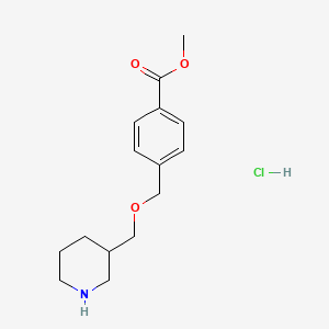 molecular formula C15H22ClNO3 B1424668 Methyl 4-[(3-piperidinylmethoxy)methyl]benzoate hydrochloride CAS No. 1220034-76-3