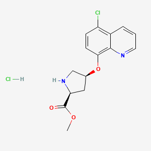 molecular formula C15H16Cl2N2O3 B1424670 Methyl (2S,4S)-4-[(5-chloro-8-quinolinyl)oxy]-2-pyrrolidinecarboxylate hydrochloride CAS No. 1354485-59-8