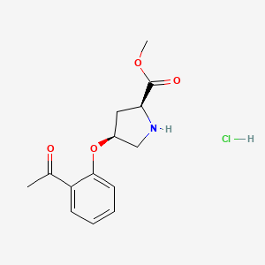 molecular formula C14H18ClNO4 B1424671 Methyl (2S,4S)-4-(2-acetylphenoxy)-2-pyrrolidinecarboxylate hydrochloride CAS No. 1266111-70-9