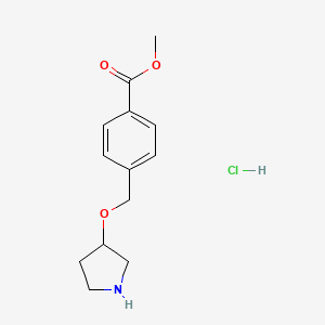 molecular formula C13H18ClNO3 B1424687 Methyl 4-[(3-pyrrolidinyloxy)methyl]benzoate hydrochloride CAS No. 1220034-80-9