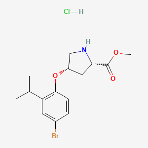 molecular formula C15H21BrClNO3 B1424688 Methyl (2S,4S)-4-(4-bromo-2-isopropylphenoxy)-2-pyrrolidinecarboxylate hydrochloride CAS No. 1354486-48-8