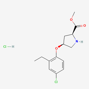 molecular formula C14H19Cl2NO3 B1424702 （2S，4S）-4-(4-氯-2-乙基苯氧基)-2-吡咯烷甲酸甲酯盐酸盐 CAS No. 1354488-02-0