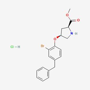 molecular formula C19H21BrClNO3 B1424712 Methyl (2S,4S)-4-(4-benzyl-2-bromophenoxy)-2-pyrrolidinecarboxylate hydrochloride CAS No. 1354487-64-1