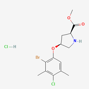 molecular formula C14H18BrCl2NO3 B1424714 Methyl (2S,4S)-4-(2-bromo-4-chloro-3,5-dimethyl-phenoxy)-2-pyrrolidinecarboxylate hydrochloride CAS No. 1354484-62-0
